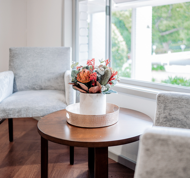 flowers on a table