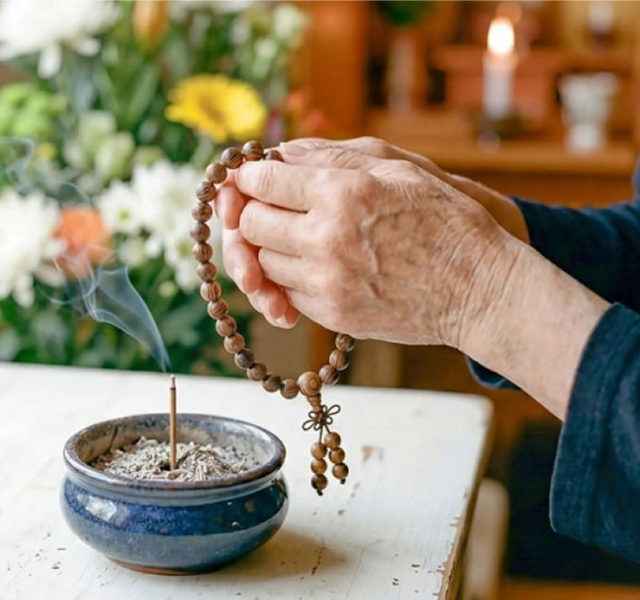 person holding beads